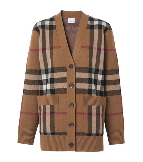 womens burberry cardigan|burberry check cashmere cardigan.